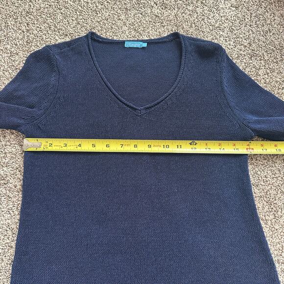 J. McLaughlin navy blue loose knit v-neck sweater size XS - Picture 10 of 11